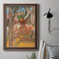 Impressionist ballet dancer composition by Edgar Degas in an ornate bronzed mahogany wood frame displayed in a neutral interior setting.
