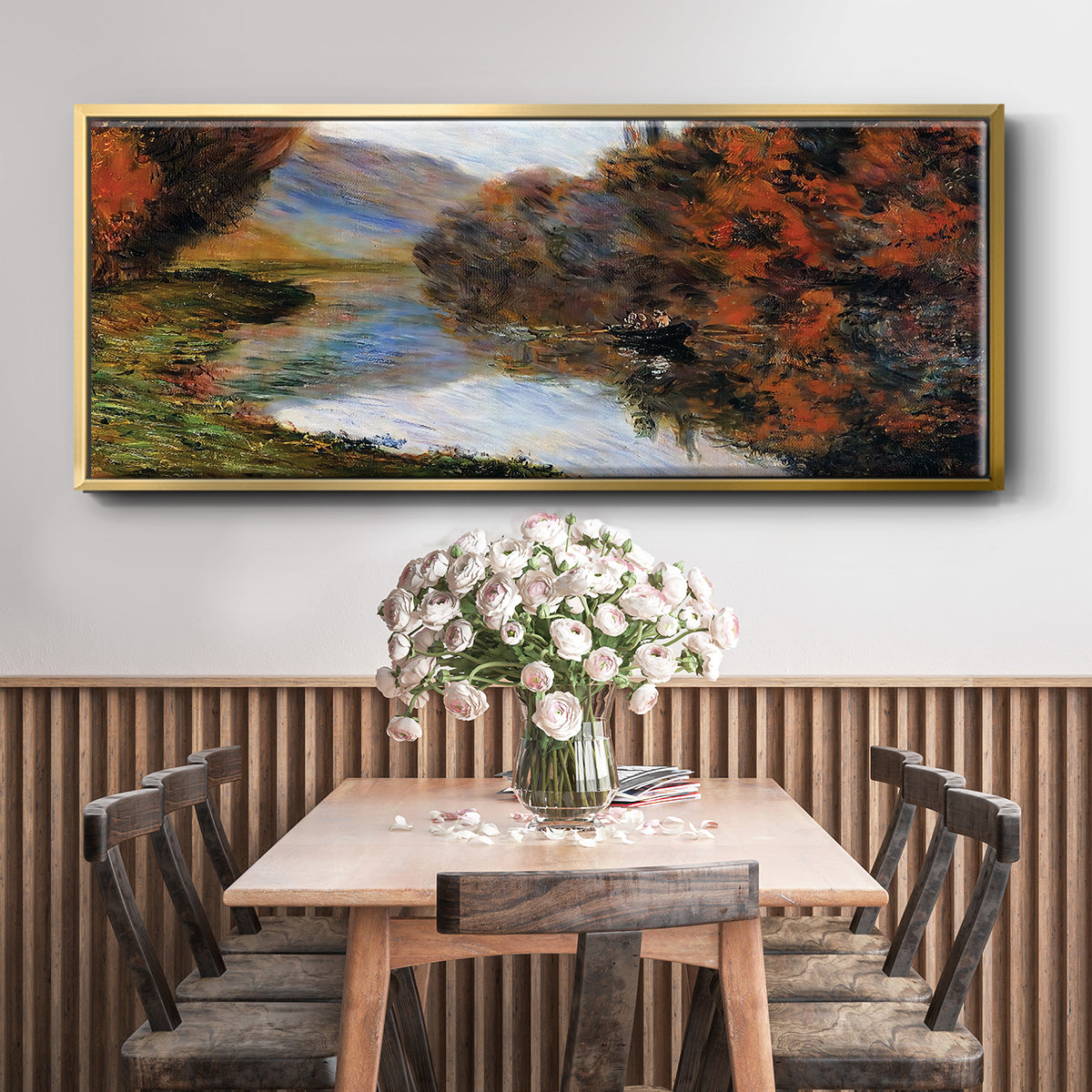 Rowboat on the Seine at Jeufosse, 1884 - Floater Framed Canvas Print