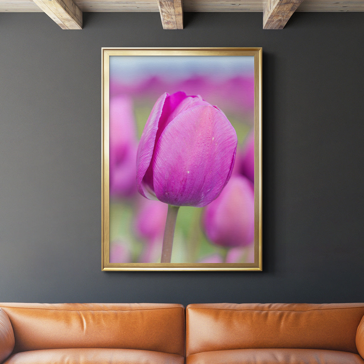 Magenta Stem - Modern Framed Canvas Print