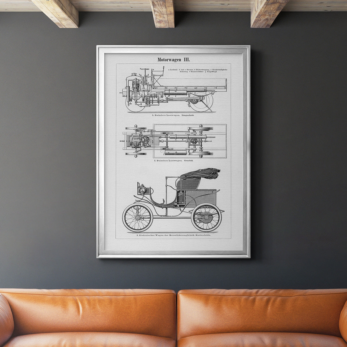 Industrial Motorcar - Modern Framed Canvas Print