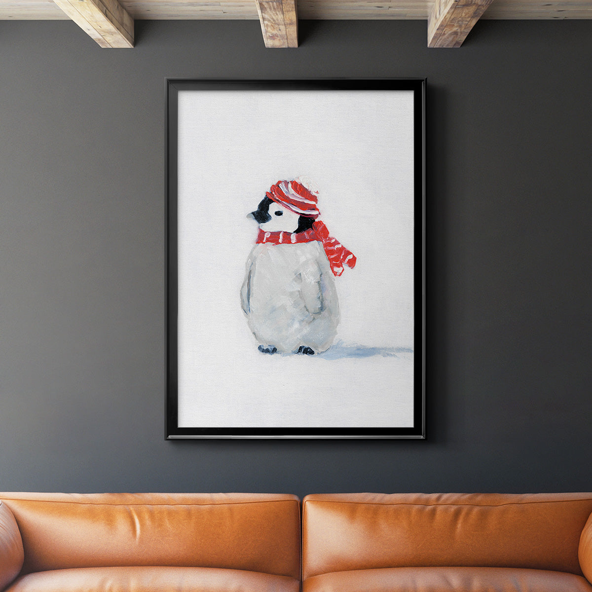 Penguin Play II - Modern Framed Canvas Print