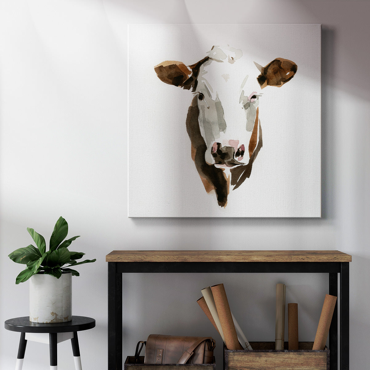 Watercolor Bovine III-Premium Gallery Wrapped Canvas - Ready to Hang