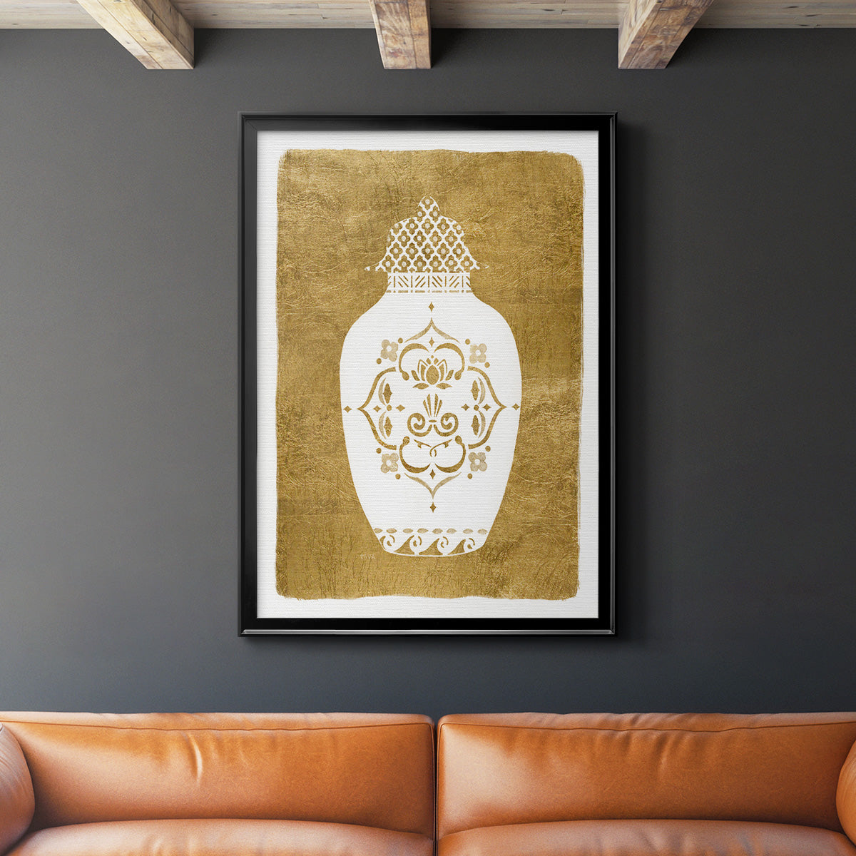 Golden Urn I - Modern Framed Canvas Print