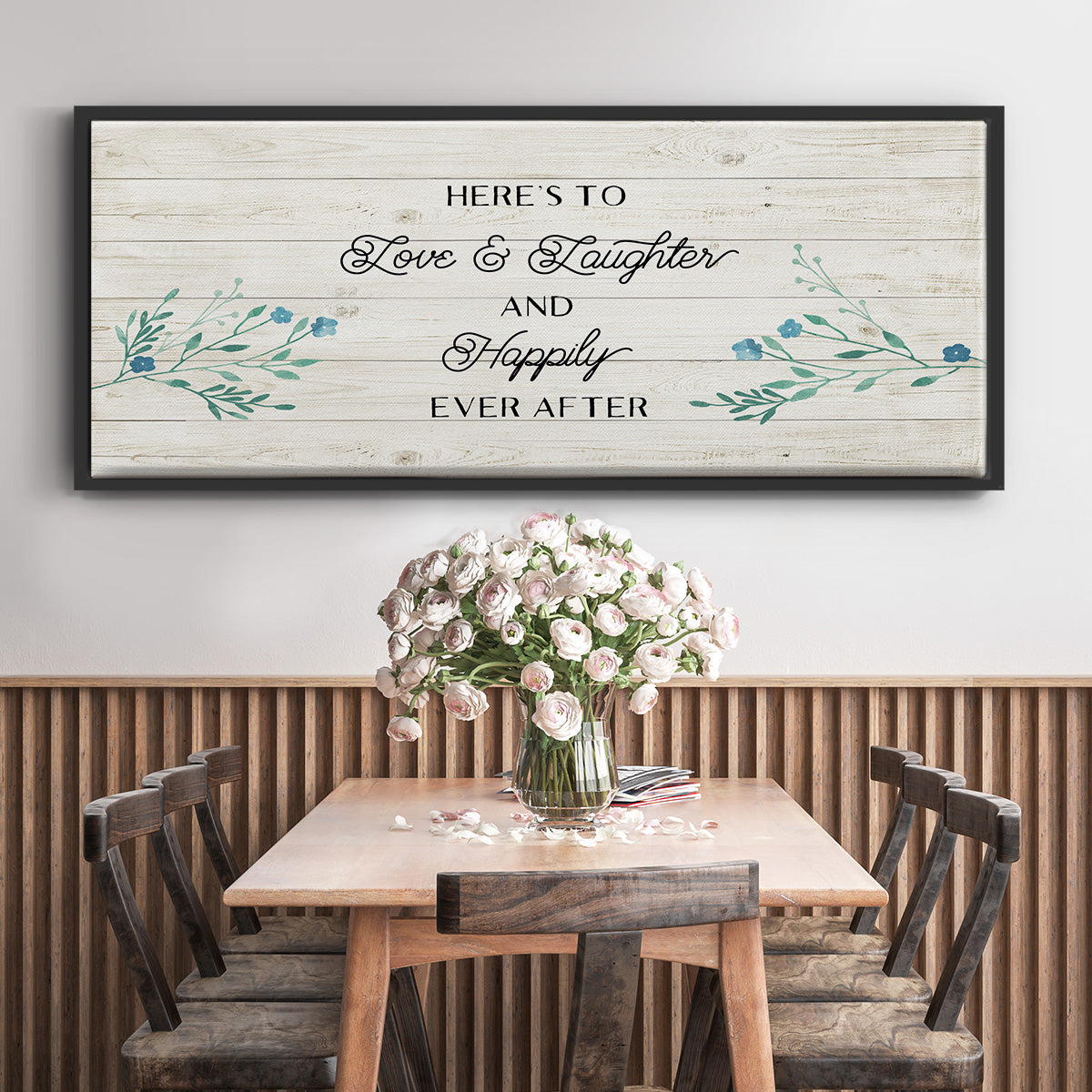 Floral Happily - Floater Framed Canvas Print
