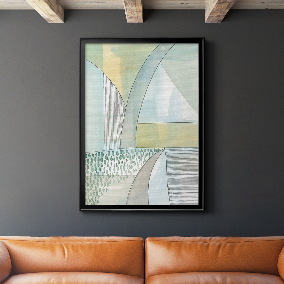 Mint Reflection II - Modern Framed Canvas Print