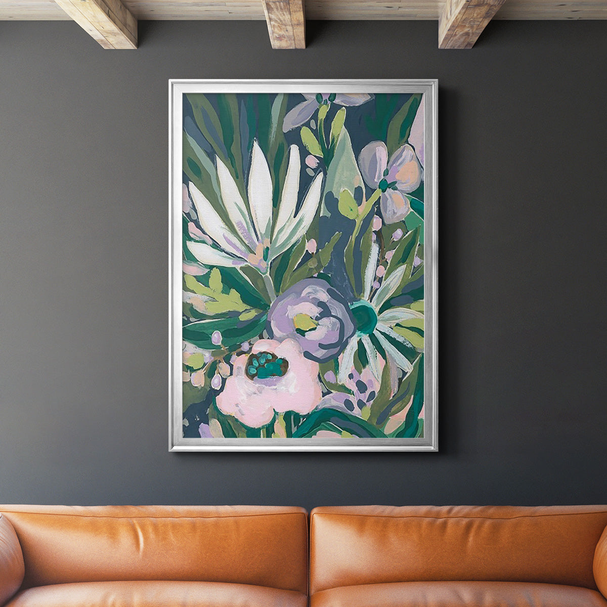 Purple Jungle Garden I - Modern Framed Canvas Print