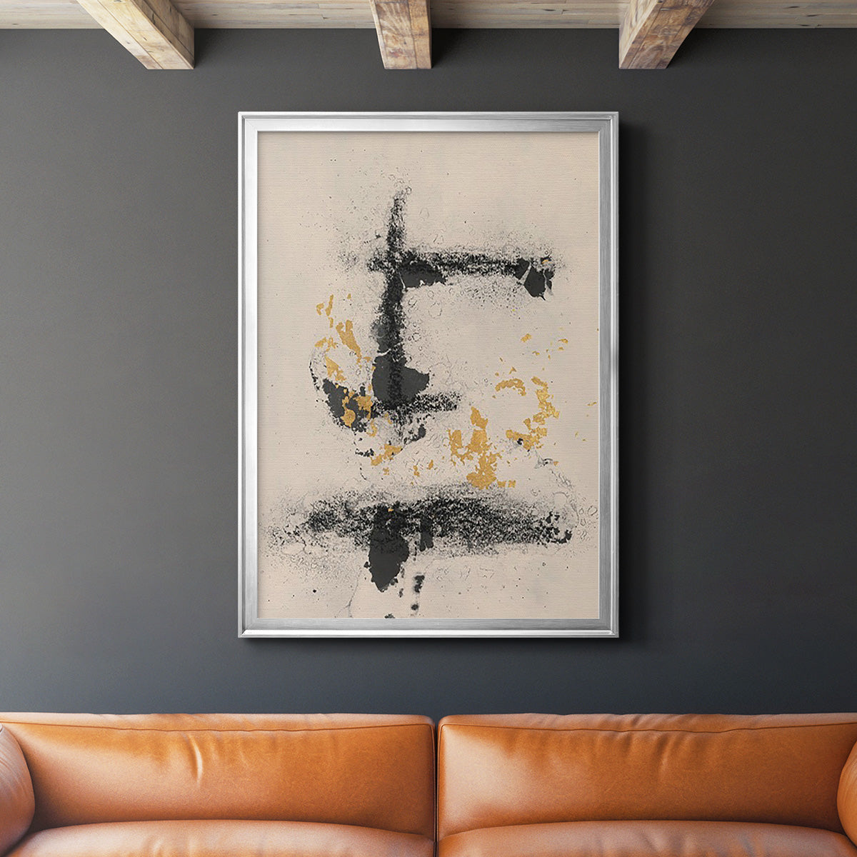 Charcoal Remnants II - Modern Framed Canvas Print