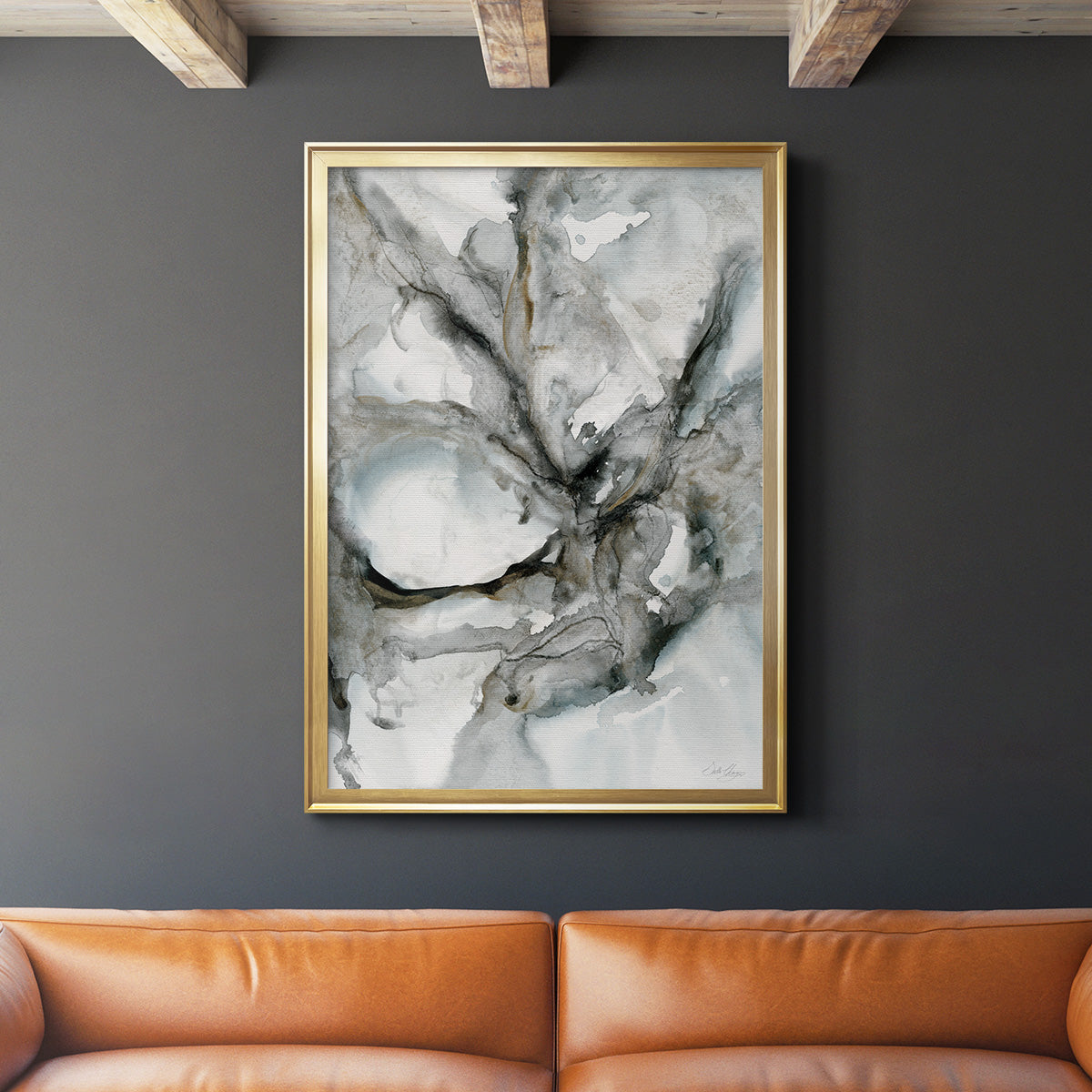 Marble Harmony - Modern Framed Canvas Print