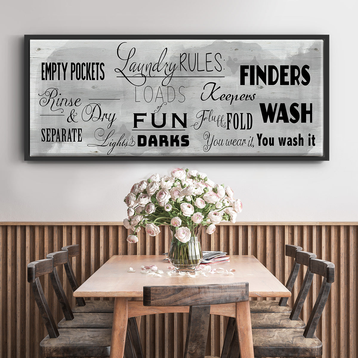 Laundry Rules - Floater Framed Canvas Print