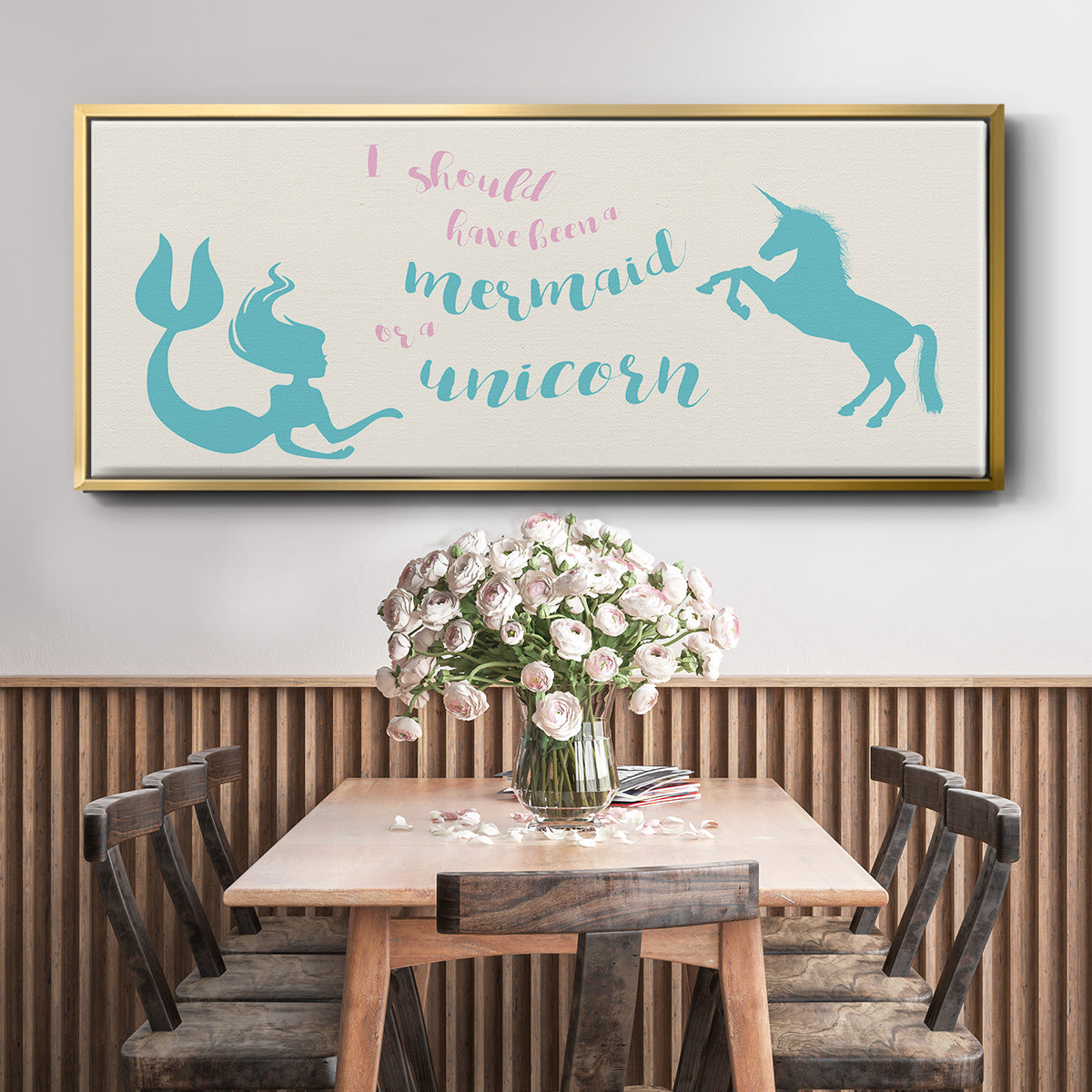 Mermaid Unicorn - Floater Framed Canvas Print