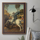 Religious painting of Saint George slaying the dragon by Raphael in an ornate bronzed mahogany wood frame displayed in a neutral interior setting.