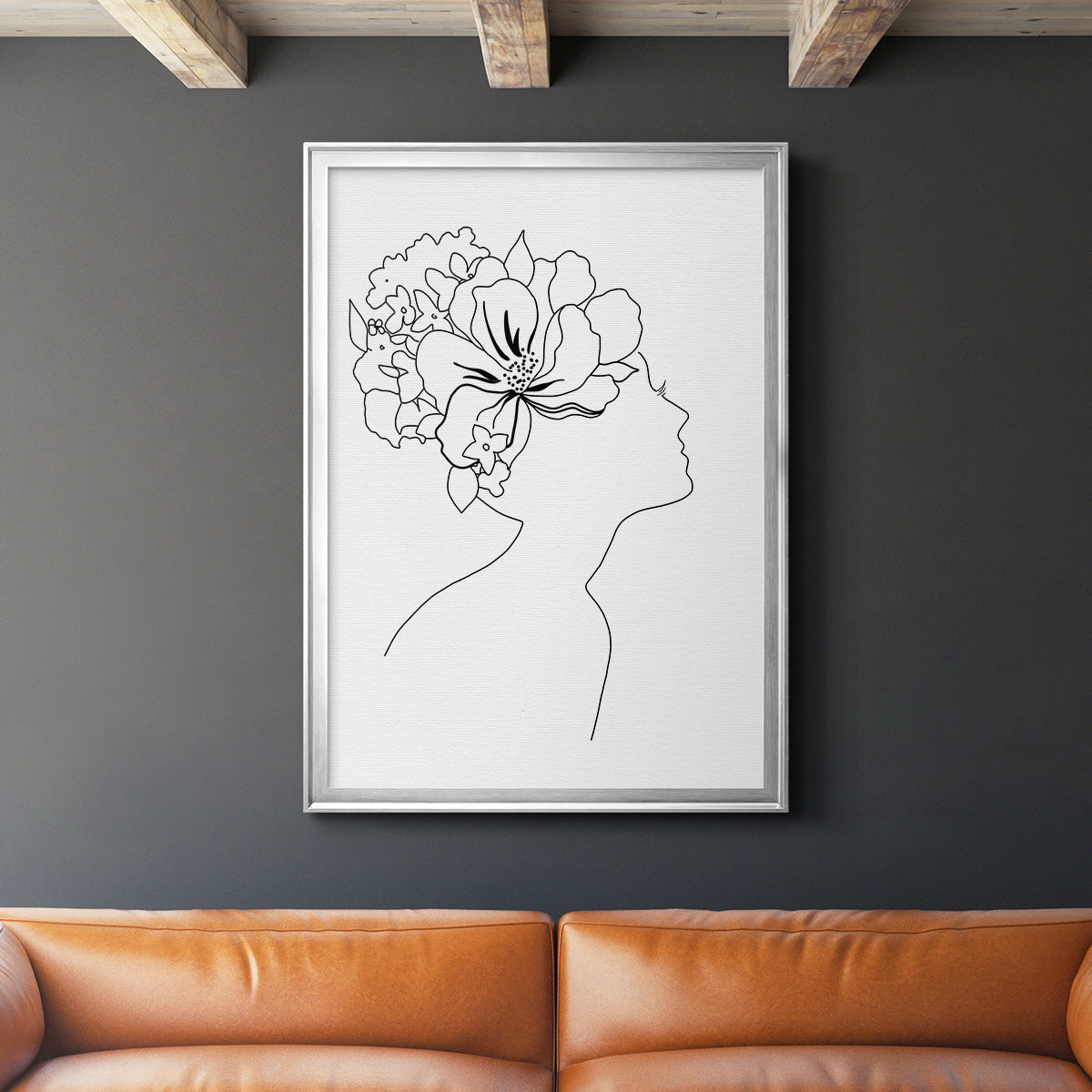 Fashion Floral Sketch I - Modern Framed Canvas Print