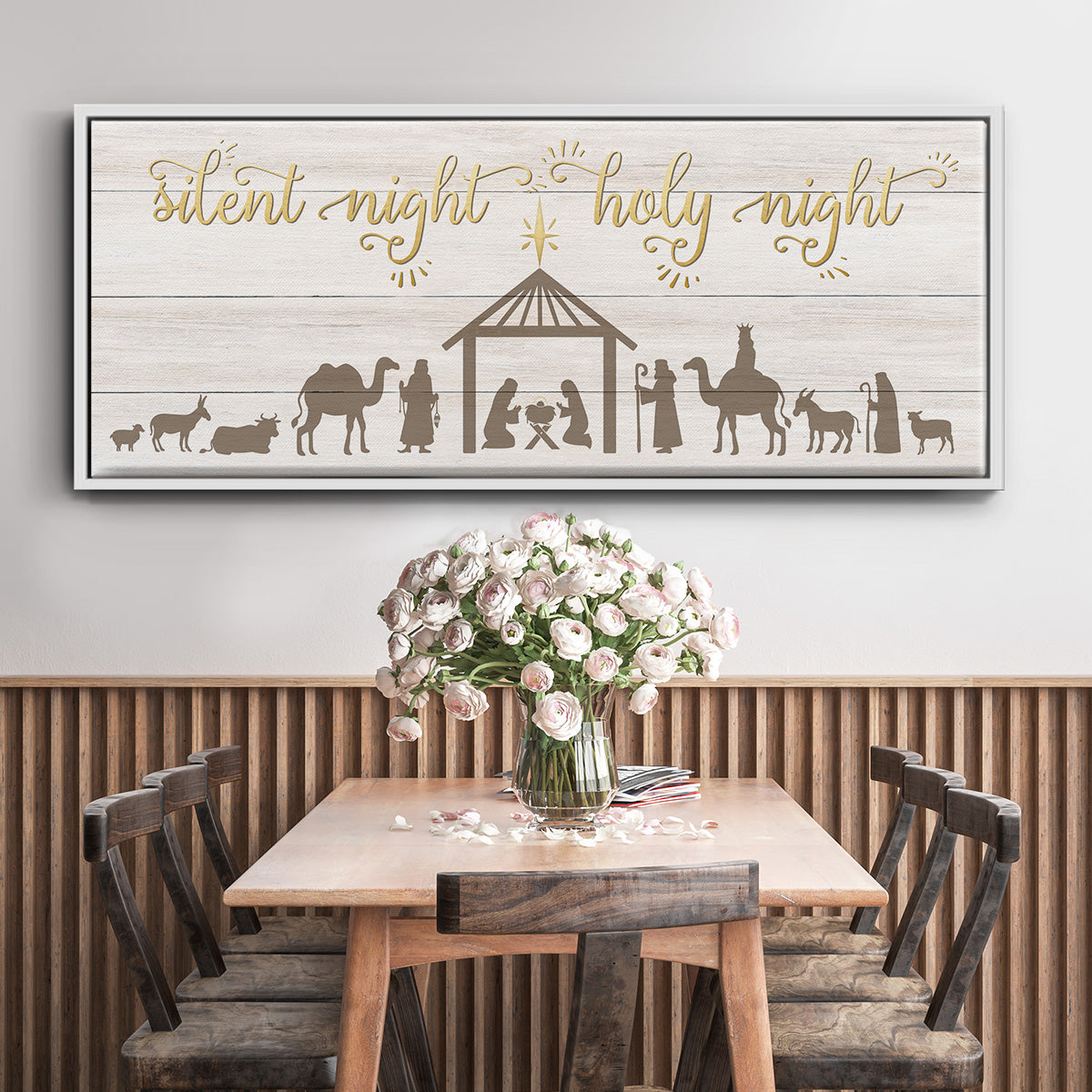 Silent Night Nativity - Floater Framed Canvas Print
