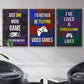 Gamer at Play I - Framed Premium Gallery Wrapped Canvas L Frame 3 Piece Set - Ready to Hang