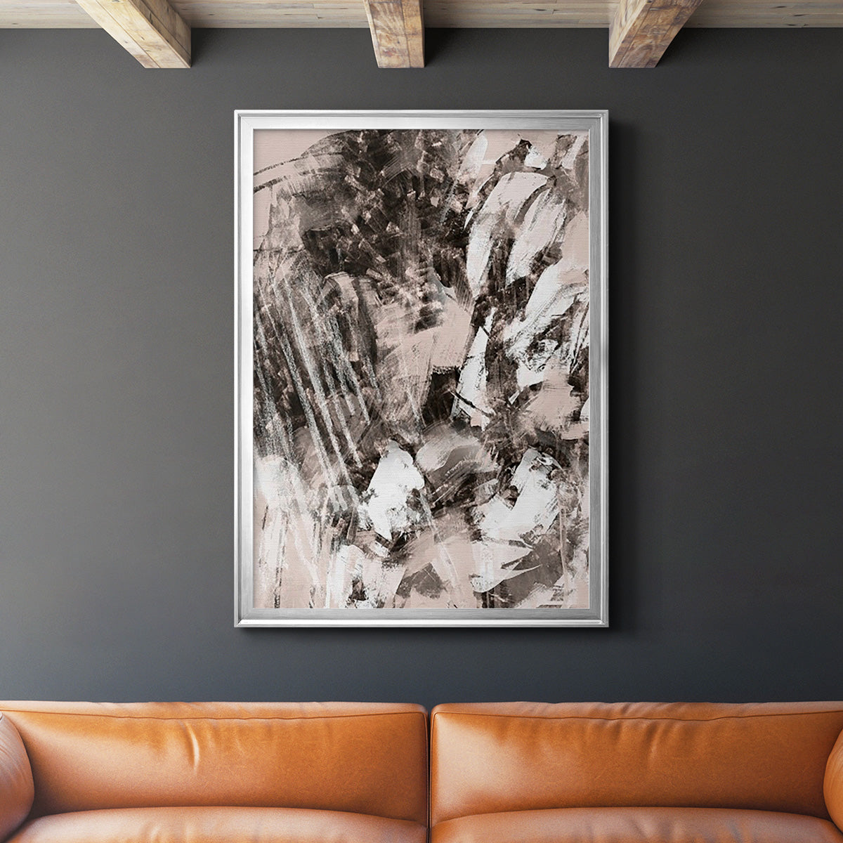 Blush Blackboard I - Modern Framed Canvas Print