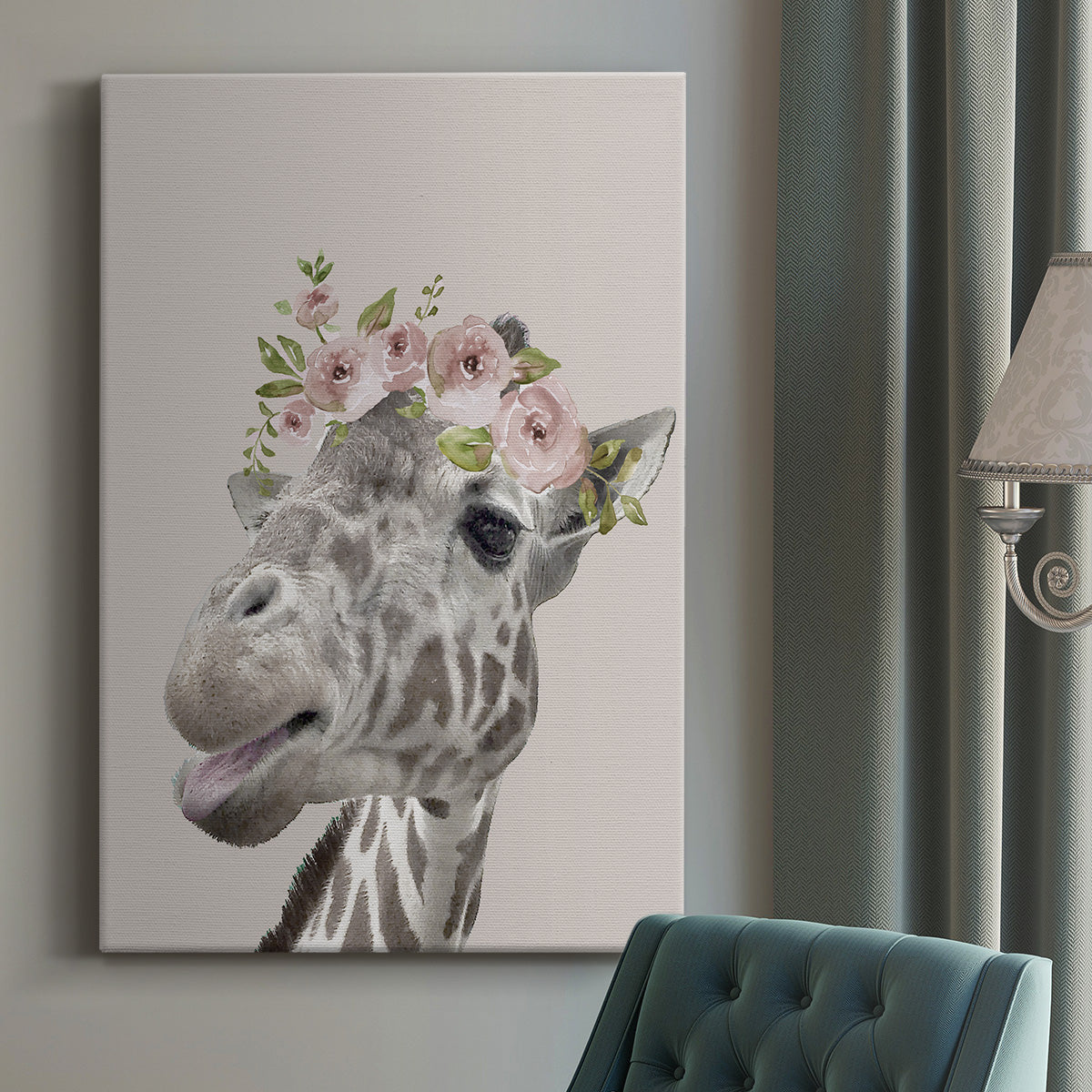 Peek A Boo Giraffe I - Canvas Art Print