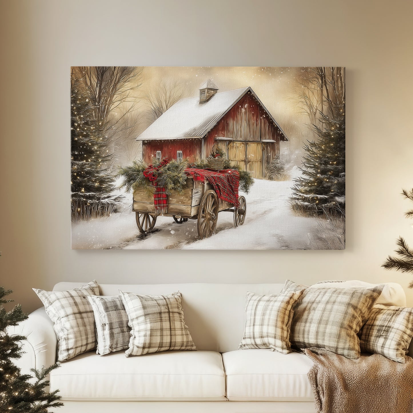 Dawn of Candlelit Village - Canvas Art Print
