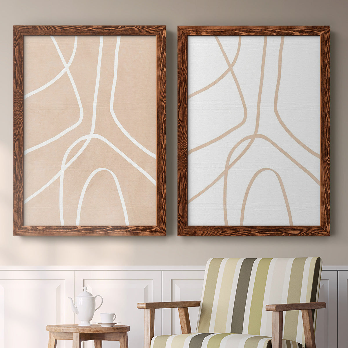 Clean Contour III - Barnwood Framed Canvas Set