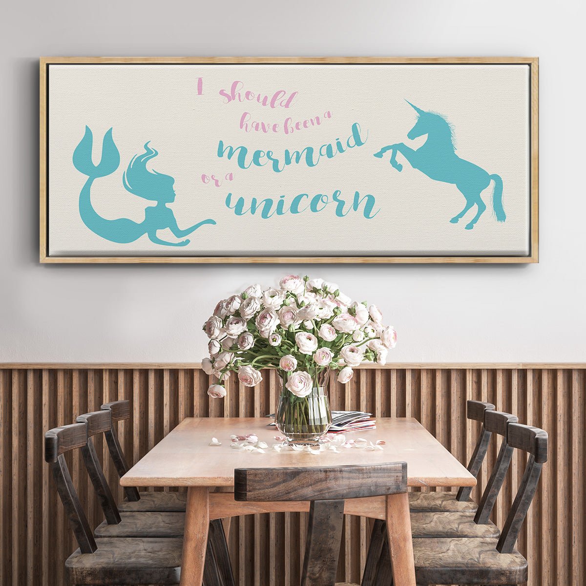 Mermaid Unicorn - Floater Framed Canvas Print