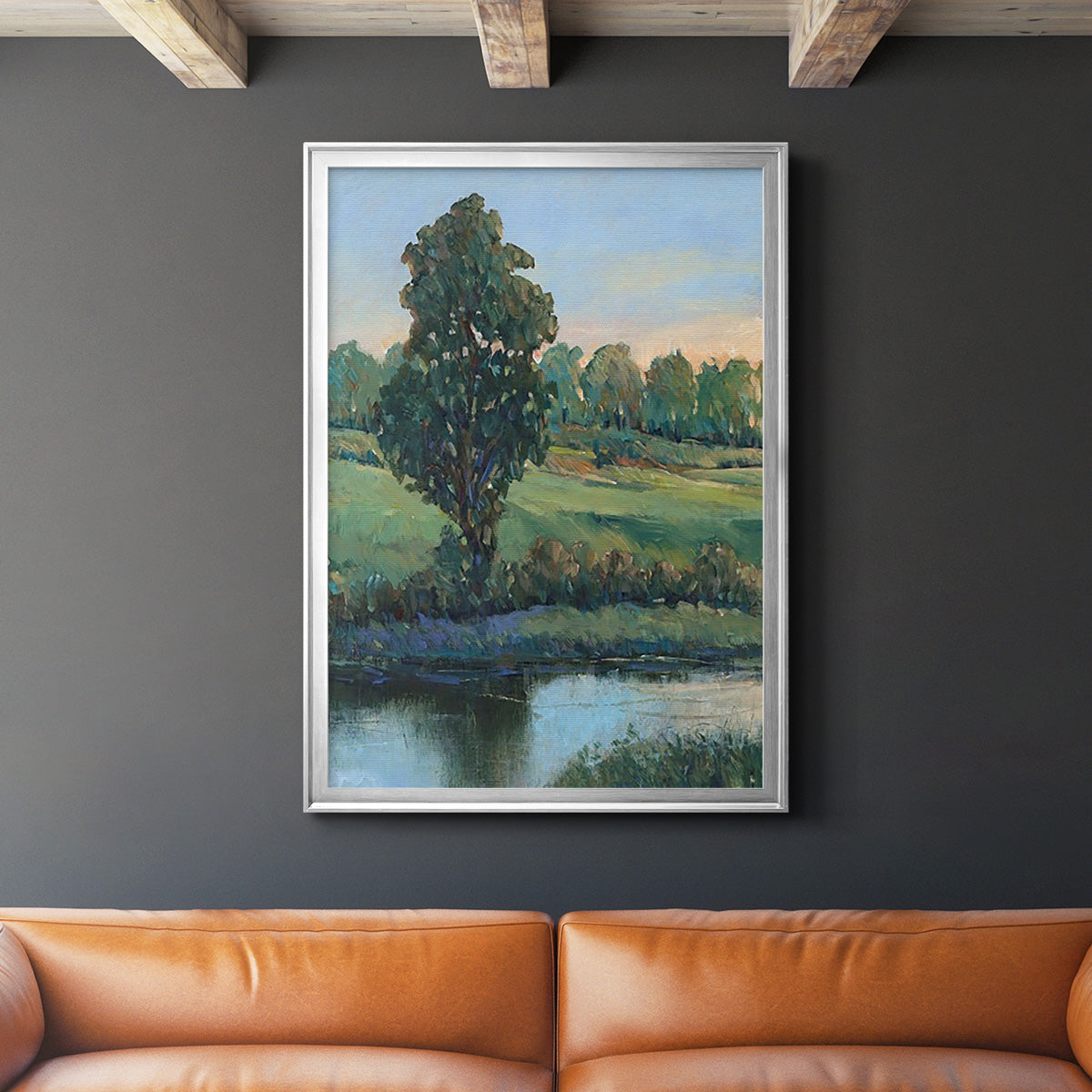 Tree by the Riverbank II - Modern Framed Canvas Print