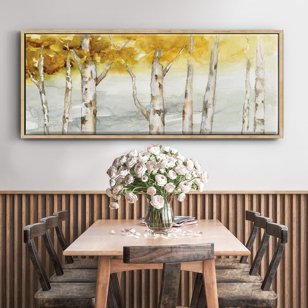 Golden Trees - Floater Framed Canvas Print