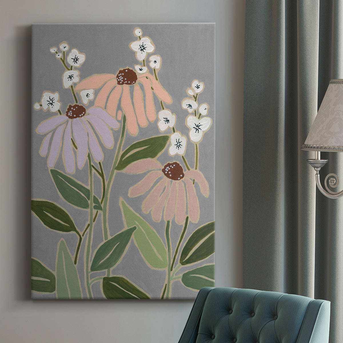 Woodblock Floral I Premium Gallery Wrapped Canvas - Ready to Hang