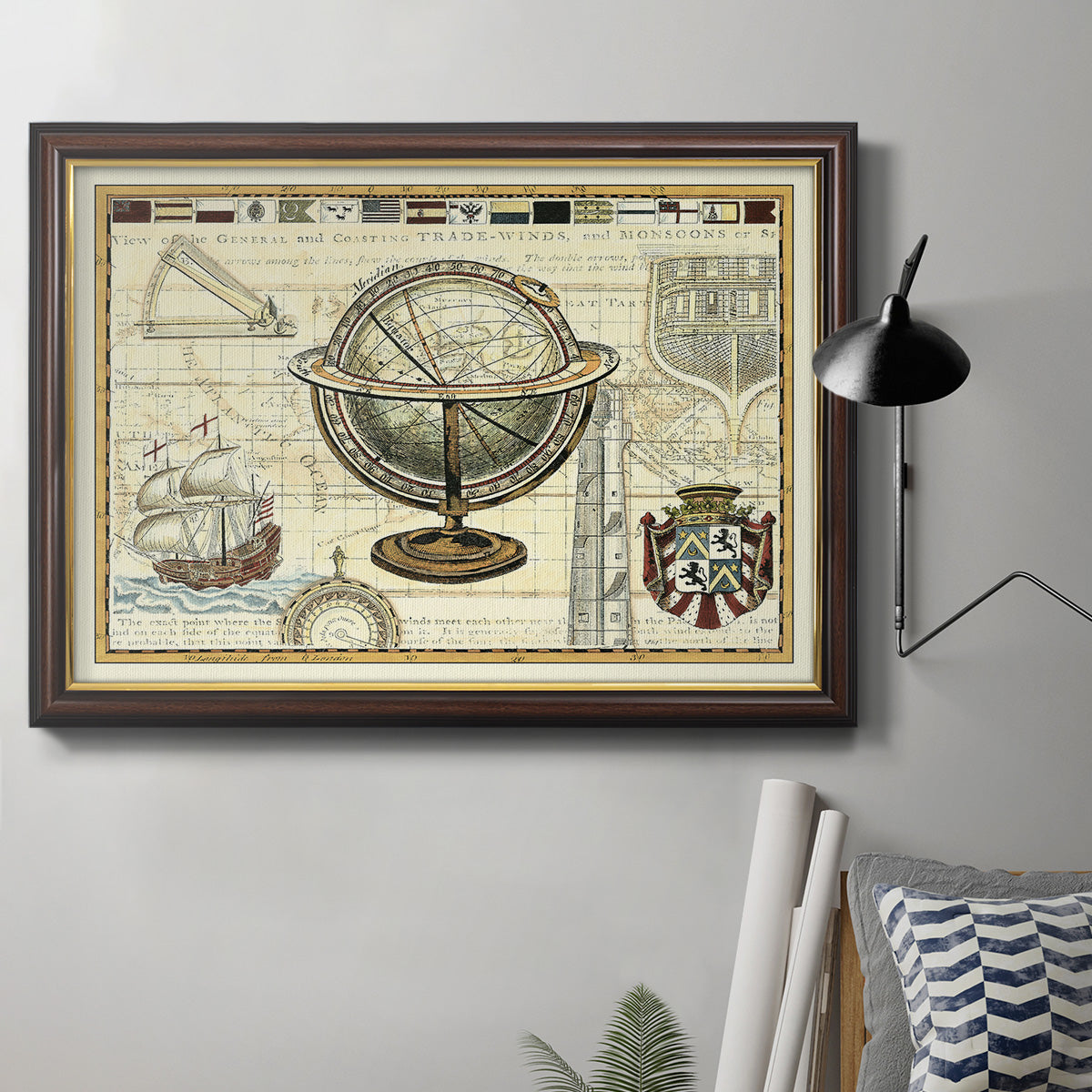 Nautical Map II Premium Framed Canvas- Ready to Hang