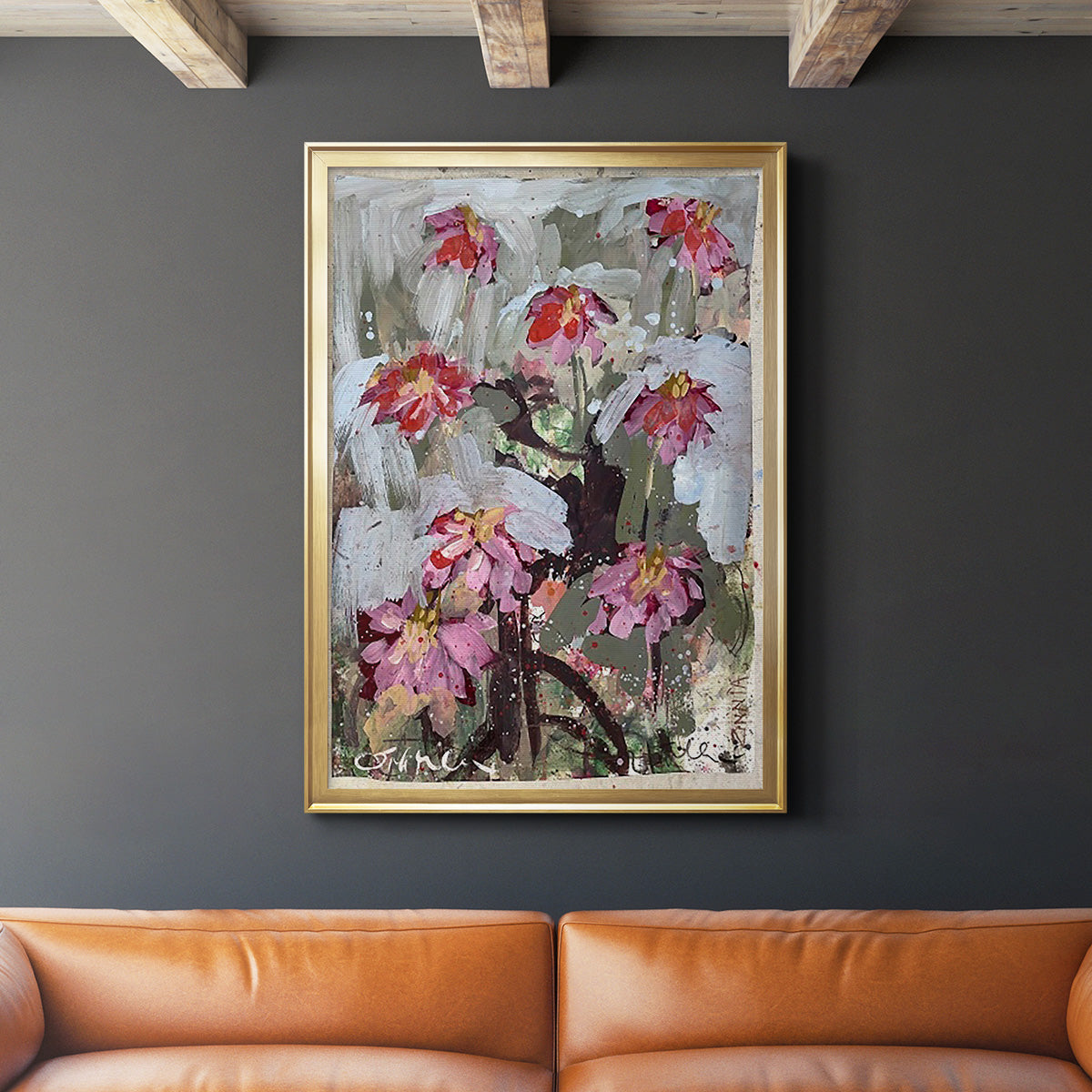 Zinnia I - Modern Framed Canvas Print