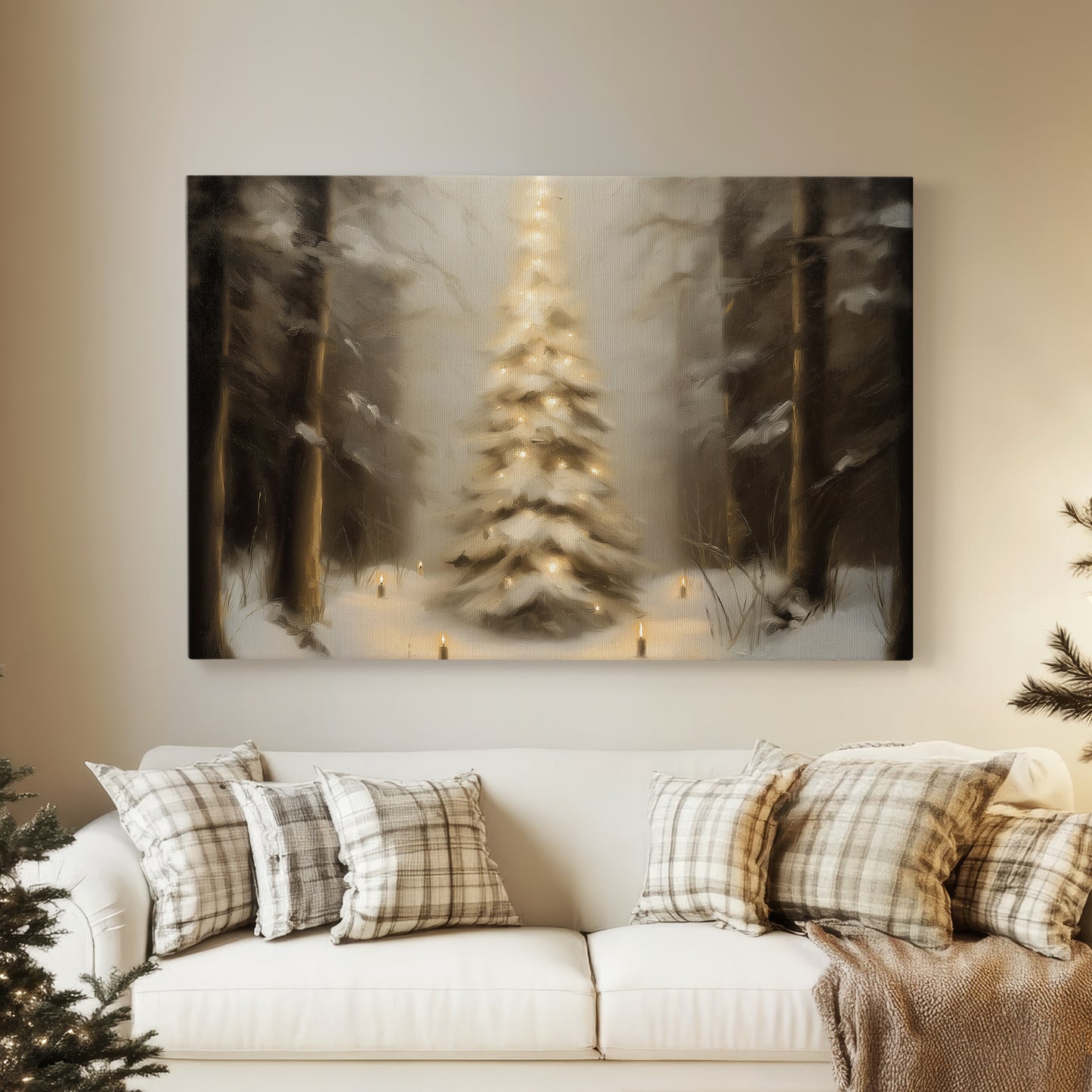 Twilight of Warm Lantern Snow - Canvas Art Print