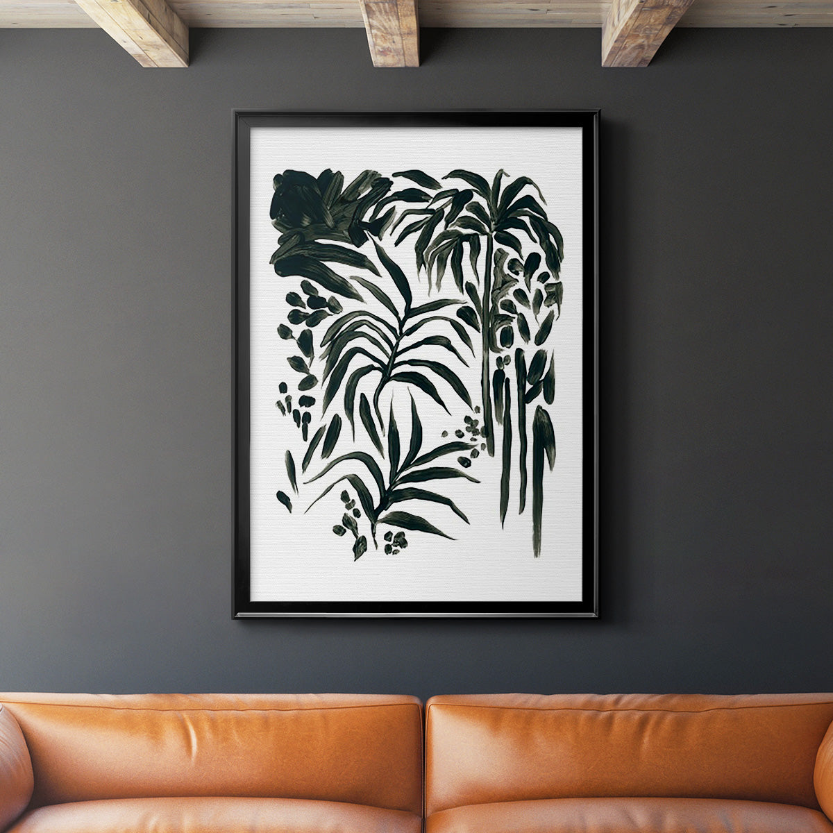 Ink Jungle I - Modern Framed Canvas Print