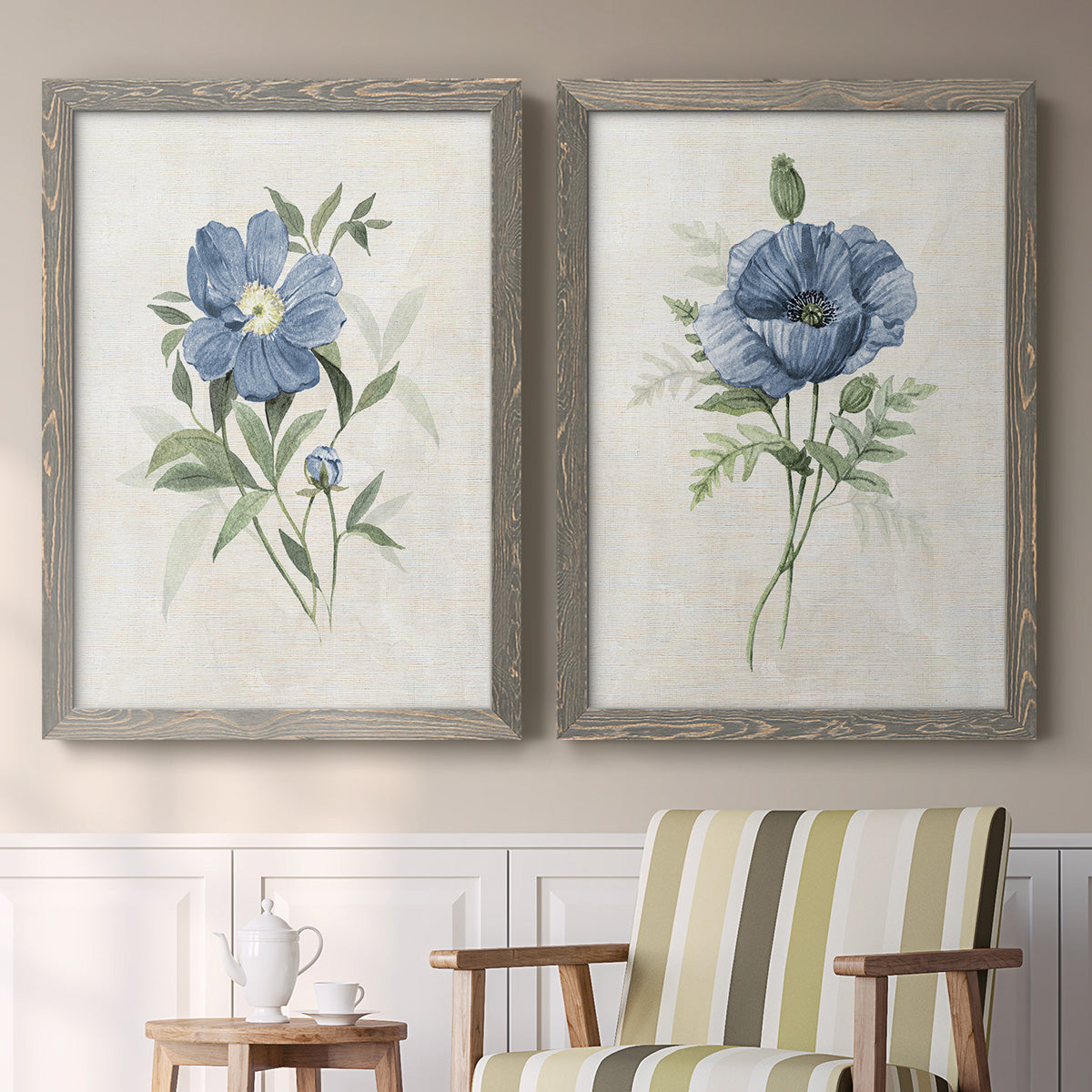 Farmhouse Periwinkle III - Premium Framed Canvas 2 Piece Set - Ready to Hang