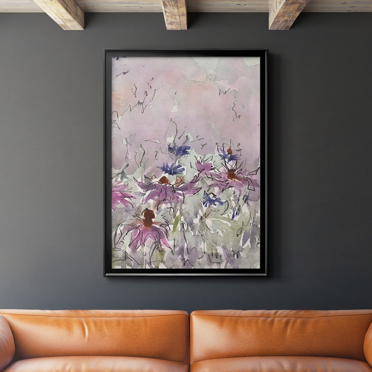 Floral Entertainment I - Modern Framed Canvas Print