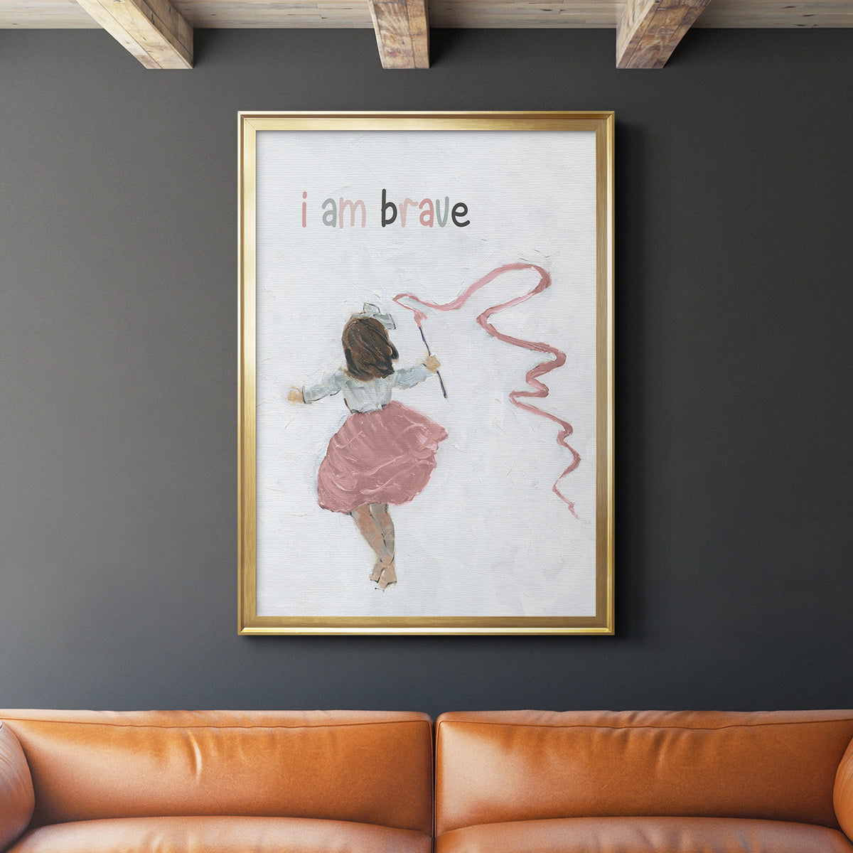 Girl Catching Wind - Modern Framed Canvas Print
