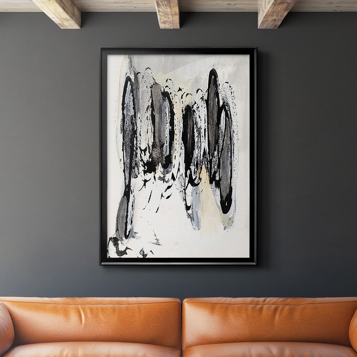 Grey Scribbles I - Modern Framed Canvas Print