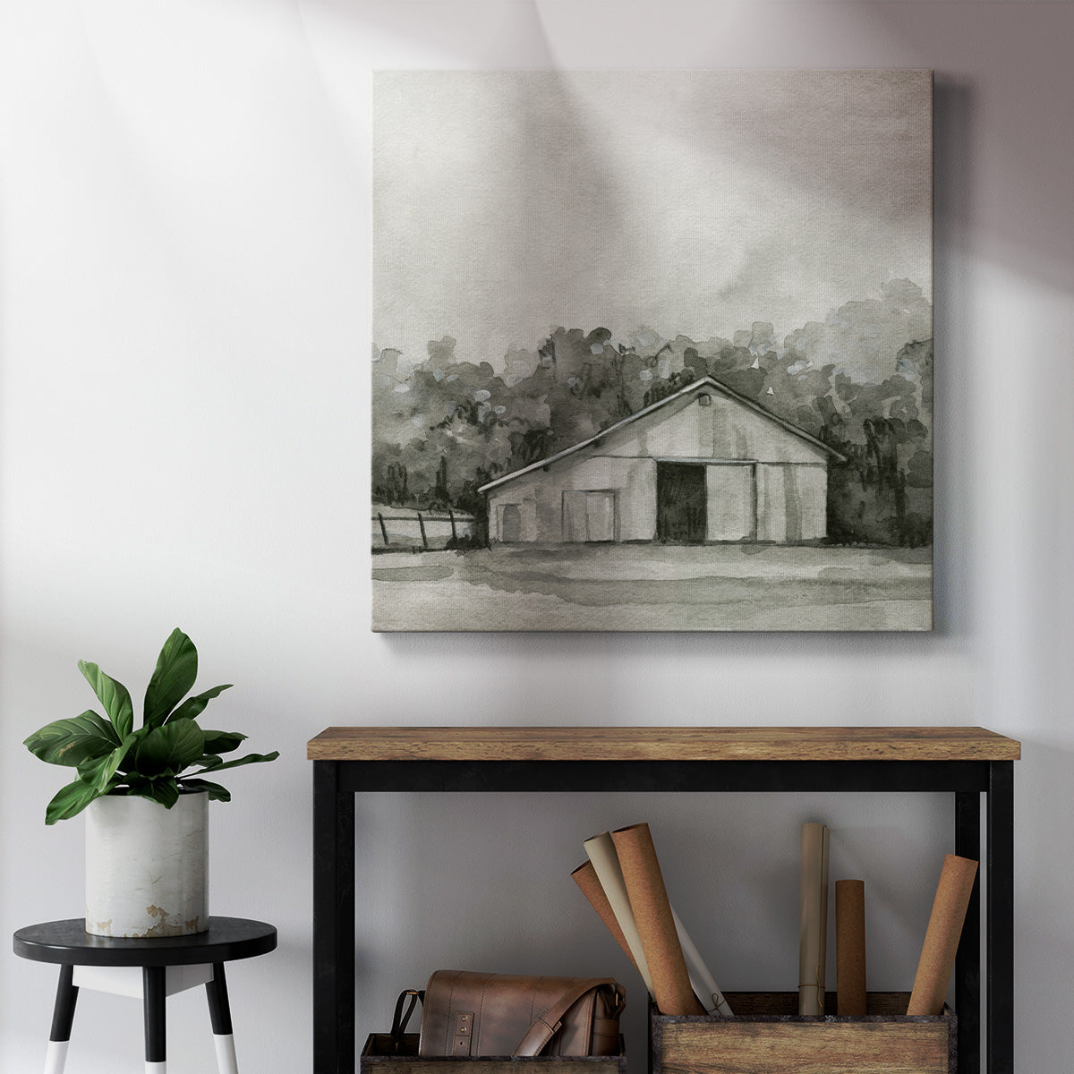 Solemn Barn Sketch IV-Premium Gallery Wrapped Canvas - Ready to Hang