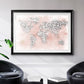 Pink Cheetah Map - Modern Framed Art Print