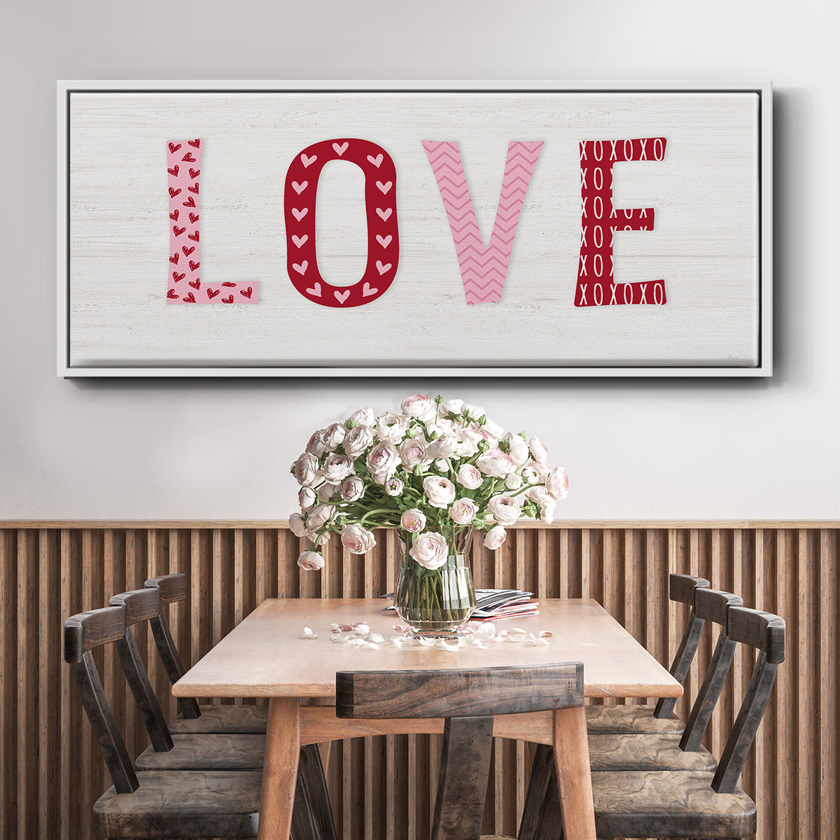 Patterned Love - Floater Framed Canvas Print