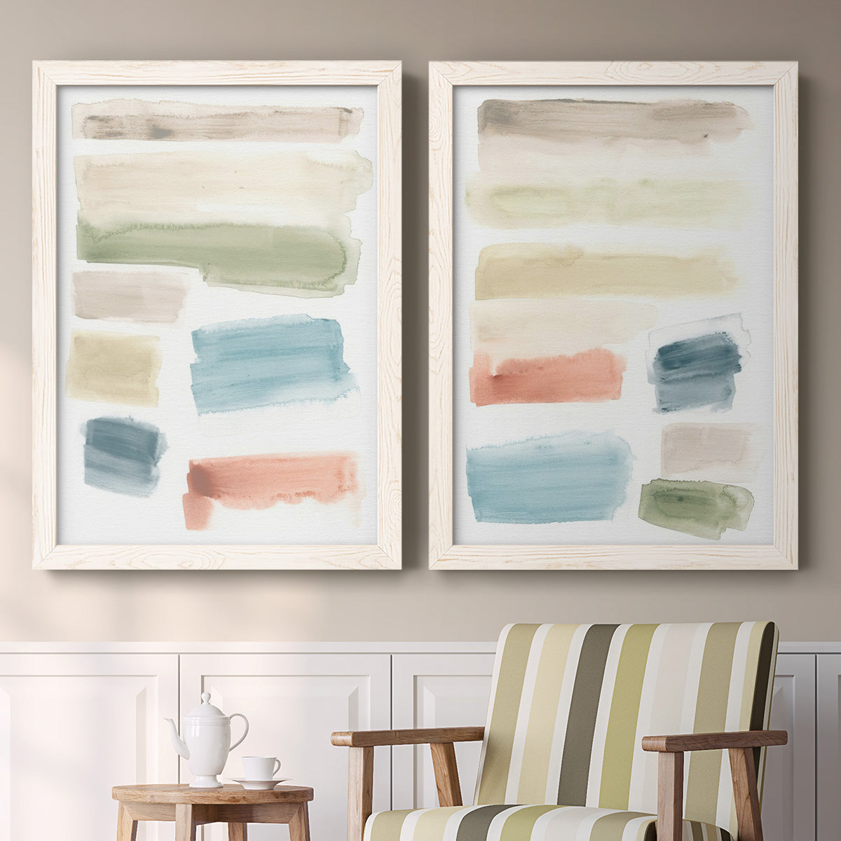 Watercolor Swatches I - Premium Framed Canvas 2 Piece Set - Ready to Hang