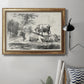 Classical pastoral landscape artwork by Nicolas Berchem in an ornate vintage gold frame displayed in a neutral interior setting.