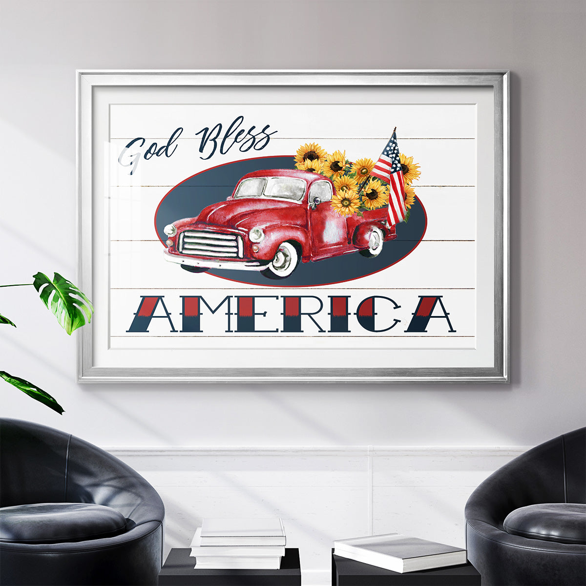 God Bless America Truck - Modern Framed Art Print