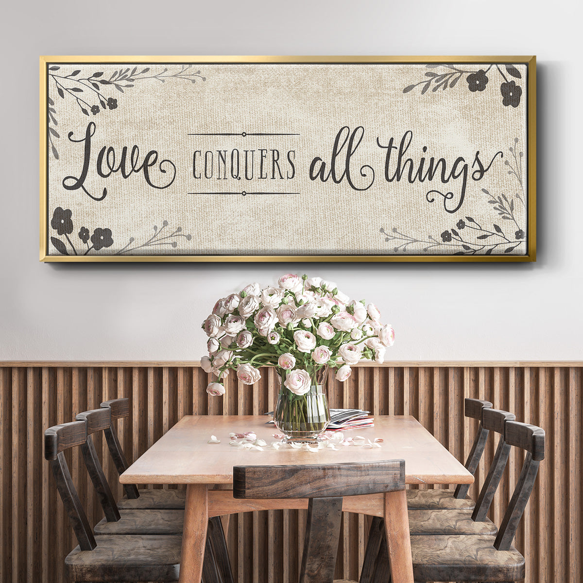 Love Conquers - Floater Framed Canvas Print