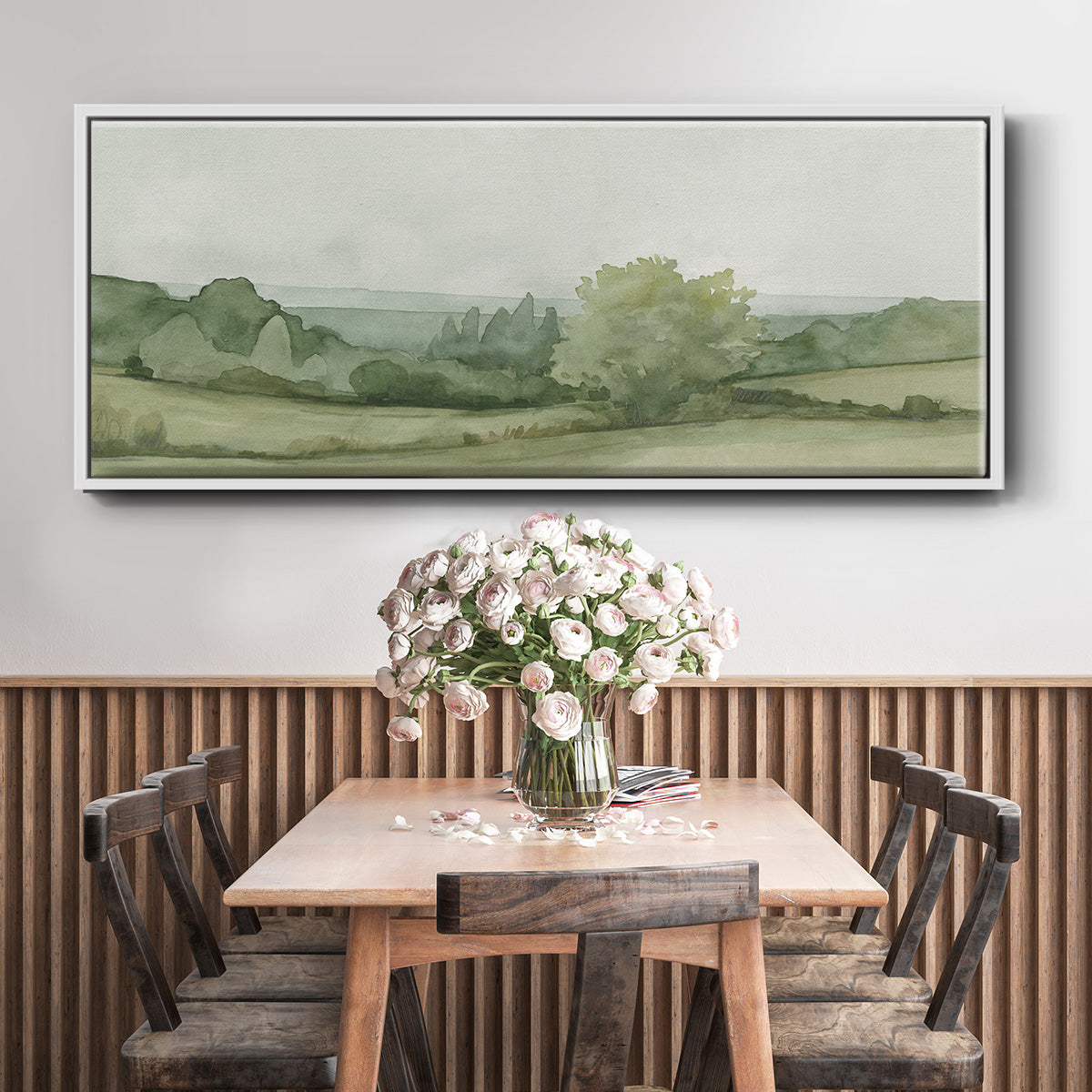 Vintage Landscape Sketch II - Floater Framed Canvas Print