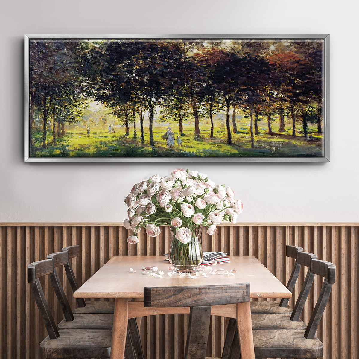 The Promenade at Argenteuil, Sunset, 1874 - Floater Framed Canvas Print