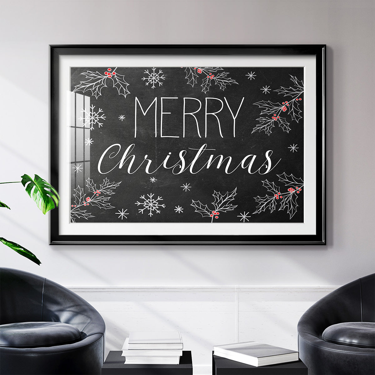 Merry Christmas Chalkboard - Modern Framed Art Print