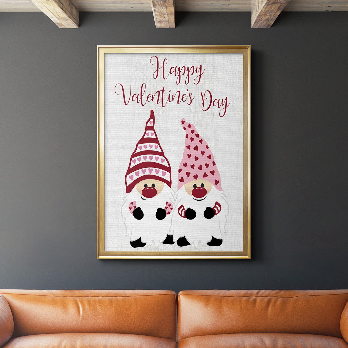 Valentines Gnomes - Modern Framed Canvas Print