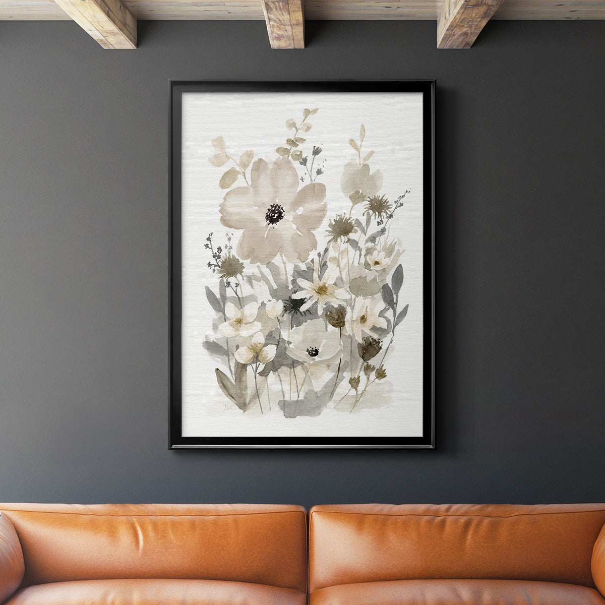 Neutral Nature I - Modern Framed Canvas Print