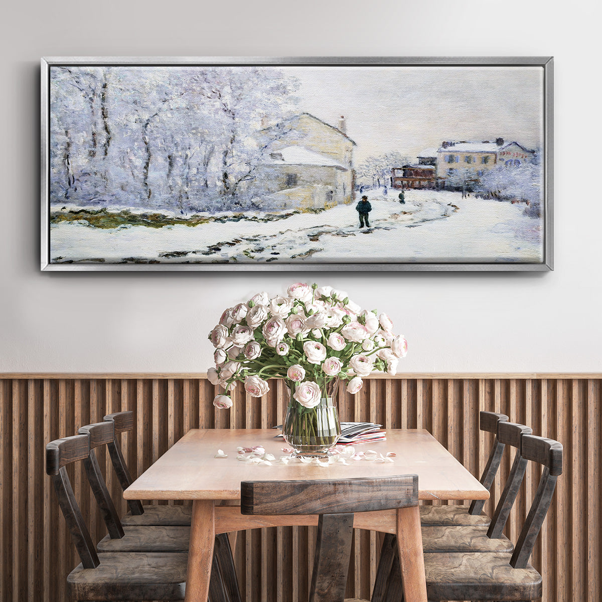 Snow in Argenteuil, 1875 - Floater Framed Canvas Print