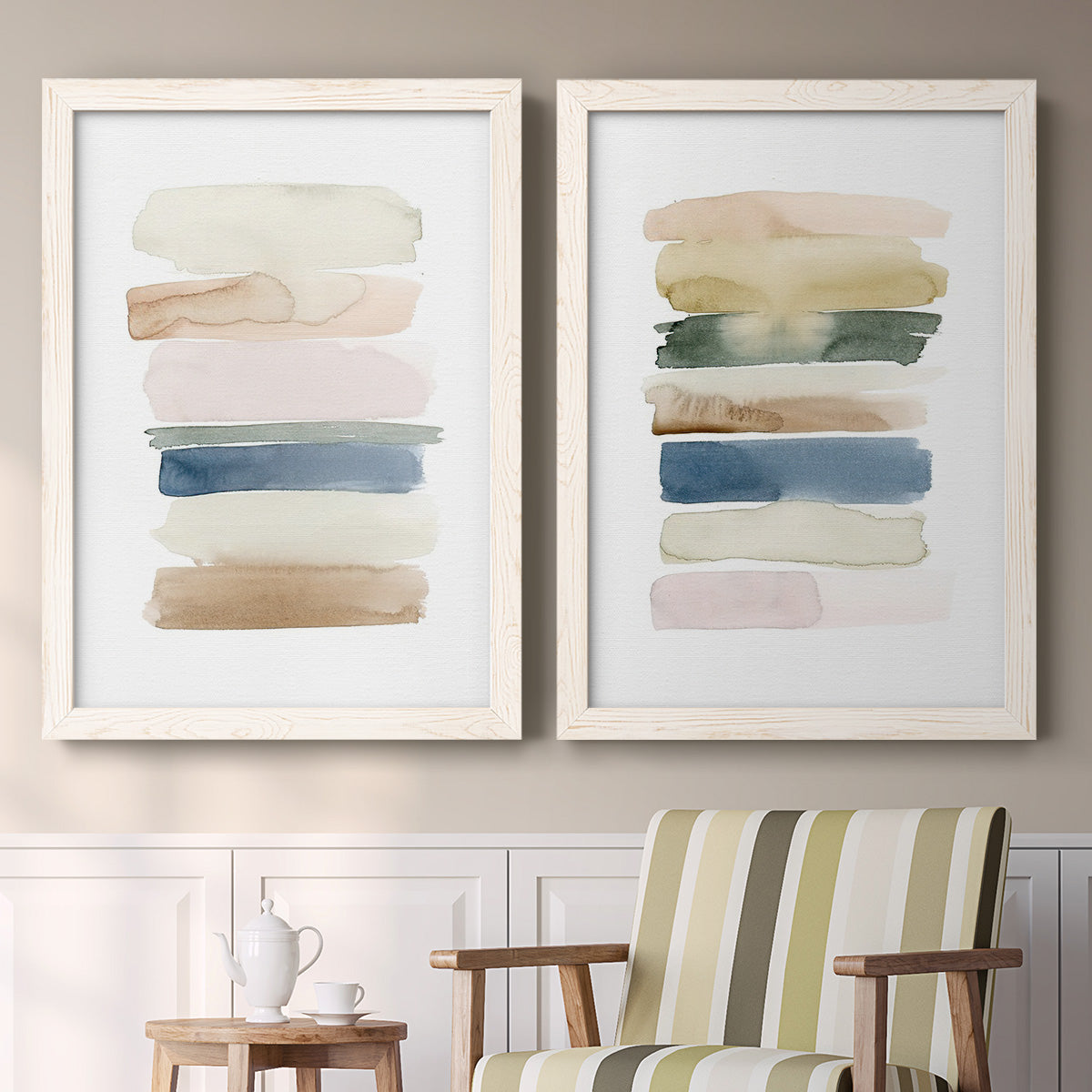 Faint Swatches I - Premium Framed Canvas 2 Piece Set - Ready to Hang