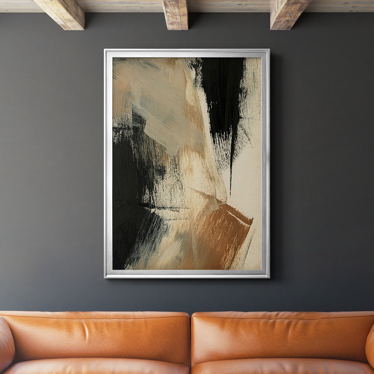 Baked Paintstrokes V - Modern Framed Canvas Print