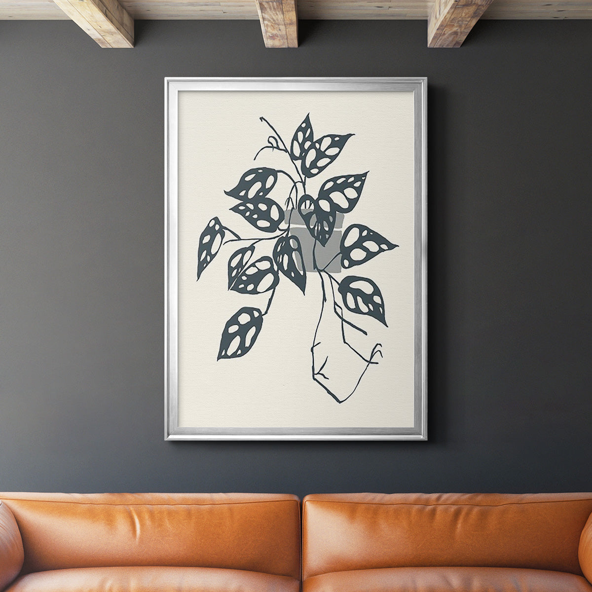 Growing Leaves III - Modern Framed Canvas Print